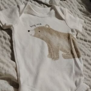 Carter's White and Brown Bear Bodysuit